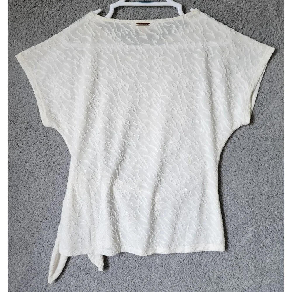 Michael Kors Women's Short Dolman Sleeve Side Front‎ Tie Blouse Top White Size S